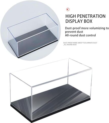 1/43 Scale Clear Acrylic Display Case with Matt Black Base and Lid, Dust-Proof Acrylic Showcase, Cube Counter-Tops Box for Large Collectibles (5.9x3x2 inch) in Kuwait