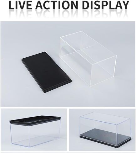 1/43 Scale Clear Acrylic Display Case with Matt Black Base and Lid, Dust-Proof Acrylic Showcase, Cube Counter-Tops Box for Large Collectibles (5.9x3x2 inch) in Kuwait