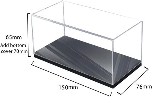 1/43 Scale Clear Acrylic Display Case with Matt Black Base and Lid, Dust-Proof Acrylic Showcase, Cube Counter-Tops Box for Large Collectibles (5.9x3x2 inch) in Kuwait