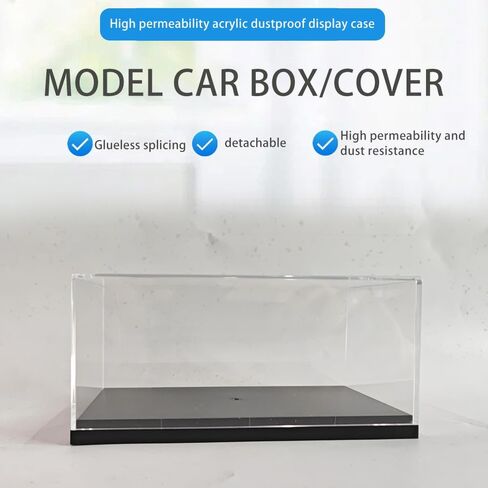 1/43 Scale Clear Acrylic Display Case with Matt Black Base and Lid, Dust-Proof Acrylic Showcase, Cube Counter-Tops Box for Large Collectibles (5.9x3x2 inch) in Kuwait