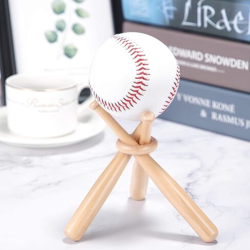 Tinyuet Two-Pack Wooden Baseball Display Stand with Bat Holder - Tabletop Showcase for 2 Baseballs, Wood Ball and Bat Display Case, Sports Memorabilia Centerpiece for Shelves or Desk in Kuwait
