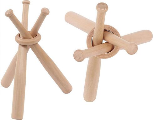 Tinyuet Two-Pack Wooden Baseball Display Stand with Bat Holder - Tabletop Showcase for 2 Baseballs, Wood Ball and Bat Display Case, Sports Memorabilia Centerpiece for Shelves or Desk in Kuwait