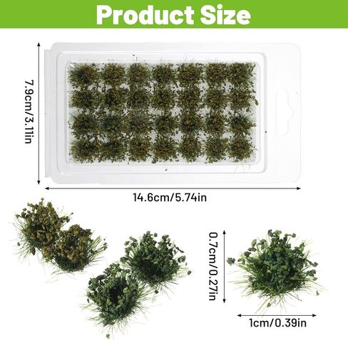 56Pcs Miniature Green Bushy Tufts, Static Grass Tuft Model, Lowland Shrubs Tuft, Terrain Model Kit for Train Landscape Railroad Scenery Models Gaming, Diorama Supplies, Scene Accessories in Saudi Arabia