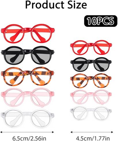 10 pcs Doll Eye Glasses Set Cute Plastic Doll Dress up Sunglasses Tiny Eyeglasses Supplies Mini Toy Costume Stuff Accessories for Figures Collectors Display Decoration in Saudi Arabia