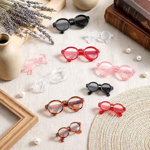 10 pcs Doll Eye Glasses Set Cute Plastic Doll Dress up Sunglasses Tiny Eyeglasses Supplies Mini Toy Costume Stuff Accessories for Figures Collectors Display Decoration in Saudi Arabia
