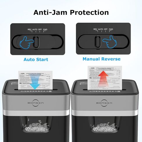 BONSEN 12 Sheet Cross-Cut Paper Shredder for Home Office, Heavy Duty Shredders with 5.3 Gallon Bin, 20 Minutes Continuous Run Time, P-4 Security Level, Shreds for CD, Credit Card, Staple, Clip (S3112) in Saudi Arabia