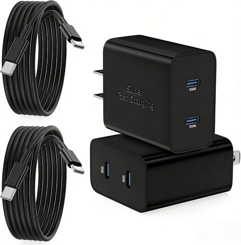 2Pack 45W Super Fast Charging Block and USB C to C Cable 10ft,Type C Wall Charging Power Adapter and Android Phone Charger Cord Long for Samsung Galaxy S24+/S23 Ultra/S23+/S22/S21/Note 10/Note20 Plus in Saudi Arabia