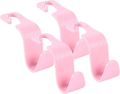 Car Seat Headrest Hook 4 Pack 360° Rotating Hanger Universal Vehicle Car Storage Organizer for Handbag Purse Coat S Type Checkered Design (Orange Checkered) in Saudi Arabia
