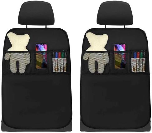 2 PCS Back Seat Cover for Kids, Heavy Duty Kick Mat Car Seat Protector with 2 Mesh Pockets, Waterproof Vehicle Backseat Protector Durable Kick Guard Protects from Dirt Mud Scratches in Kuwait