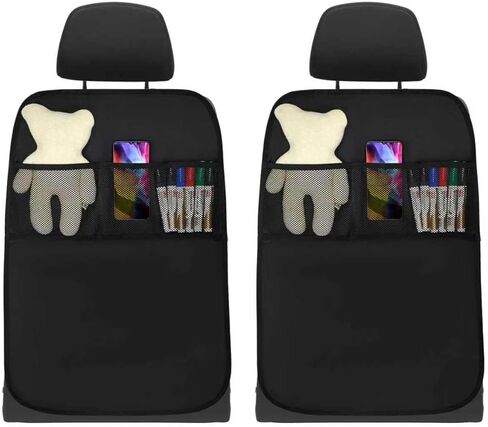 2 PCS Back Seat Cover for Kids, Heavy Duty Kick Mat Car Seat Protector with 2 Mesh Pockets, Waterproof Vehicle Backseat Protector Durable Kick Guard Protects from Dirt Mud Scratches in Kuwait
