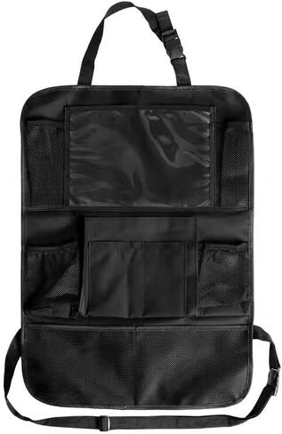Backseat Organizer Premium Vehicle Storage Solution Featuring Ten Inch Table Holder Nine Pockets Travel Accessory Black in Kuwait