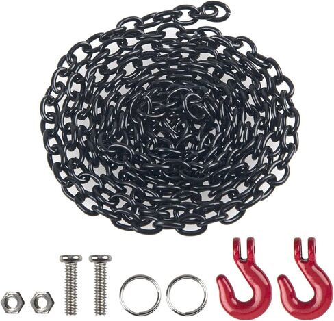 100cm RC Metal Trailer Chain with Tow Hooks Decoration Accessories for 1/10 RC Crawler Axial SCX10 Traxxas TRX4 TRX6 RC4WD D90 Tamiya CC01 Scale Bashing Rescue Parts in Kuwait