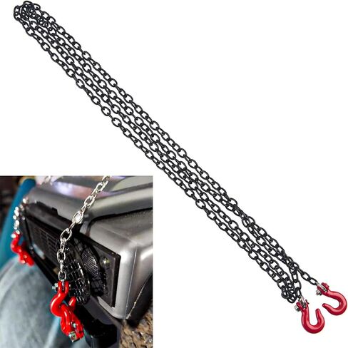 100cm RC Metal Trailer Chain with Tow Hooks Decoration Accessories for 1/10 RC Crawler Axial SCX10 Traxxas TRX4 TRX6 RC4WD D90 Tamiya CC01 Scale Bashing Rescue Parts in Kuwait