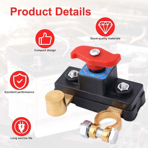 Car Battery Cut Off Switch, Pure Copper High Conductivity Battery Disconnect Switch Stable Transmission 12V-24V Power Shut Off for Car Truck Boat RV in Kuwait