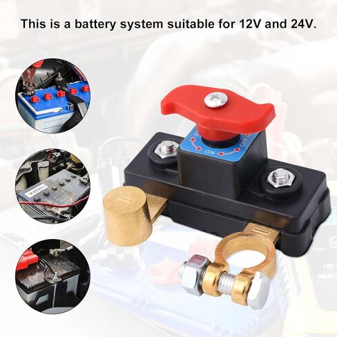 Car Battery Cut Off Switch, Pure Copper High Conductivity Battery Disconnect Switch Stable Transmission 12V-24V Power Shut Off for Car Truck Boat RV in Kuwait