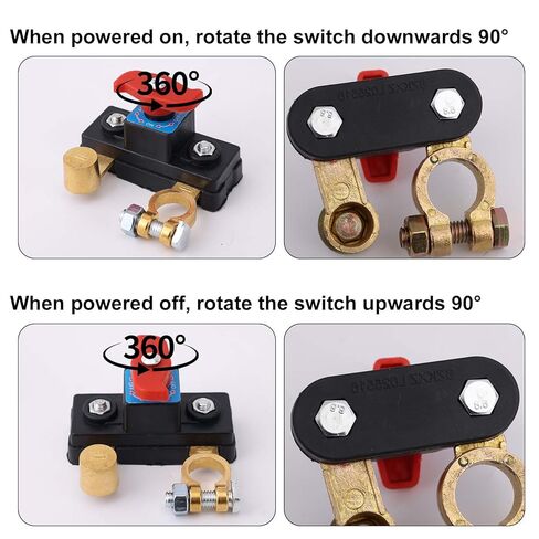 Car Battery Cut Off Switch, Pure Copper High Conductivity Battery Disconnect Switch Stable Transmission 12V-24V Power Shut Off for Car Truck Boat RV in Kuwait