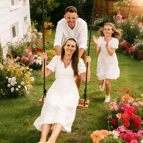 Carbonized Wooden Swing,Aspelve 24"x 8" Hanging Tree Swing with Heavy Duty 500 lbs Load,Wooden Swing Seat with Adjustable Climbing Rope & Tree Straps for Outdoor and Indoor Use(24"x 8") in Saudi Arabia