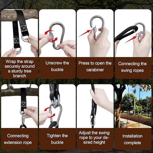 Carbonized Wooden Swing,Aspelve 24"x 8" Hanging Tree Swing with Heavy Duty 500 lbs Load,Wooden Swing Seat with Adjustable Climbing Rope & Tree Straps for Outdoor and Indoor Use(24"x 8") in Saudi Arabia