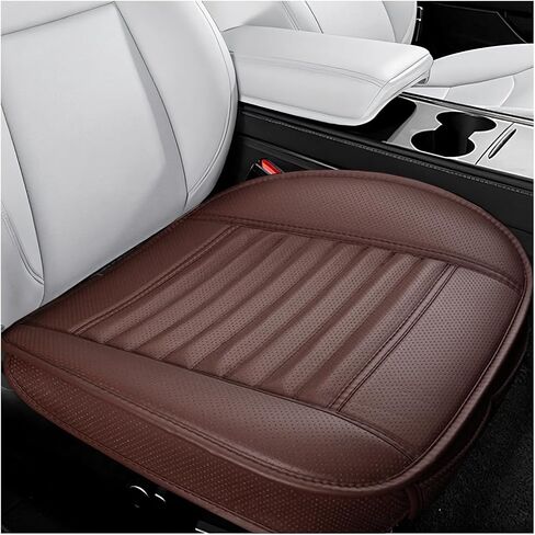Car Seat Cover, Bamboo Charcoal Leather Full-Wrap Front Bottom Seat Cushion with Storage Pocket, Non-Slip Edge Wrapping Auto Chair Protector Cover, Universal for Vehicles (Beige) in Kuwait