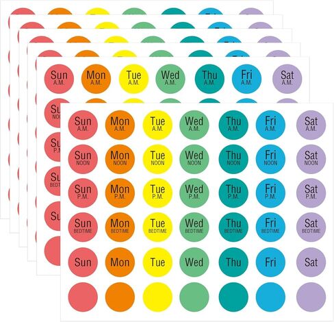 420 Pcs Medicine Reminder Sticker, 3/4 Inch Medication Instruction Labels Morning Noon Evening Bedtime for Pill Case, Week Day Stickers for Pets Dogs Food, with Blank Labels to Write in Saudi Arabia