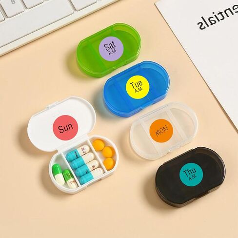 420 Pcs Medicine Reminder Sticker, 3/4 Inch Medication Instruction Labels Morning Noon Evening Bedtime for Pill Case, Week Day Stickers for Pets Dogs Food, with Blank Labels to Write in Saudi Arabia