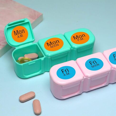 420 Pcs Medicine Reminder Sticker, 3/4 Inch Medication Instruction Labels Morning Noon Evening Bedtime for Pill Case, Week Day Stickers for Pets Dogs Food, with Blank Labels to Write in Saudi Arabia