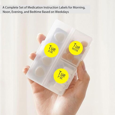 420 Pcs Medicine Reminder Sticker, 3/4 Inch Medication Instruction Labels Morning Noon Evening Bedtime for Pill Case, Week Day Stickers for Pets Dogs Food, with Blank Labels to Write in Saudi Arabia