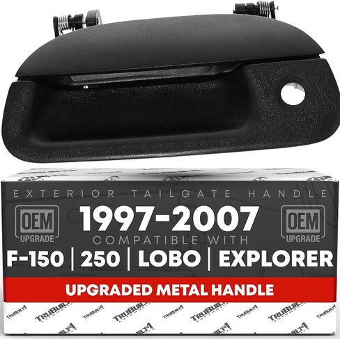 Tailgate Handle Assembly, Upgraded Metal - Compatible with 1999-2007 Ford F-150 F-250 F-350 F-450 F-550 Super Duty, 01-03 Lobo, 01-05 Explorer Sport Trac - Textured Black - OEM 7L3Z9943400AA, 80239 in Kuwait