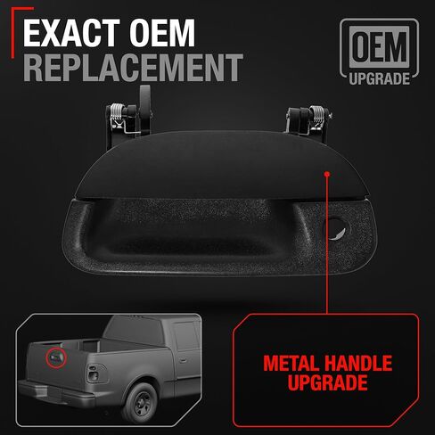 Tailgate Handle Assembly, Upgraded Metal - Compatible with 1999-2007 Ford F-150 F-250 F-350 F-450 F-550 Super Duty, 01-03 Lobo, 01-05 Explorer Sport Trac - Textured Black - OEM 7L3Z9943400AA, 80239 in Kuwait