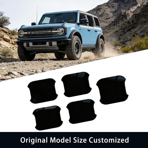واقي باب السيارة من الخدوش لسيارة Ford Bronco 2021 2022 2023 2024 2025 2026 4 أبواب غطاء حماية لمقبض الباب الخارجي، لملحقات Ford Bronco (أسود لامع) in Kuwait