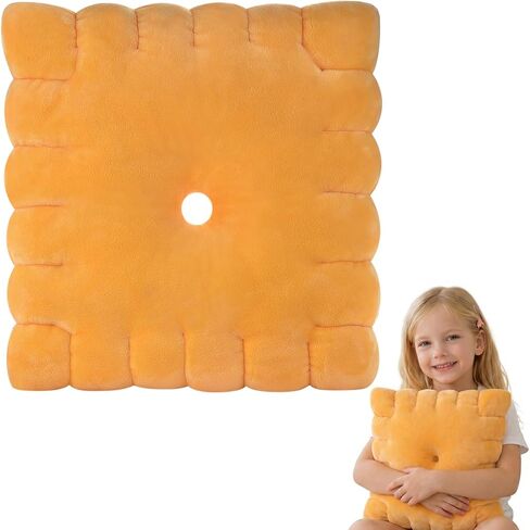 Cheese Cracker Plush Pillow – Soft High-Density Velvet Stuffed Snack Pillow, Baked Snack Cracker Shape, Cute Food Plush Cushion for Kids & Adults, Sofa Bed Travel Decor, 10.24 x 10.24 in in Kuwait