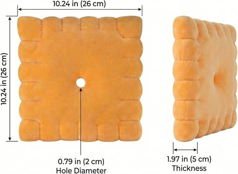 Cheese Cracker Plush Pillow – Soft High-Density Velvet Stuffed Snack Pillow, Baked Snack Cracker Shape, Cute Food Plush Cushion for Kids & Adults, Sofa Bed Travel Decor, 10.24 x 10.24 in in Kuwait