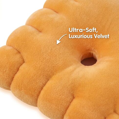 Cheese Cracker Plush Pillow – Soft High-Density Velvet Stuffed Snack Pillow, Baked Snack Cracker Shape, Cute Food Plush Cushion for Kids & Adults, Sofa Bed Travel Decor, 10.24 x 10.24 in in Kuwait