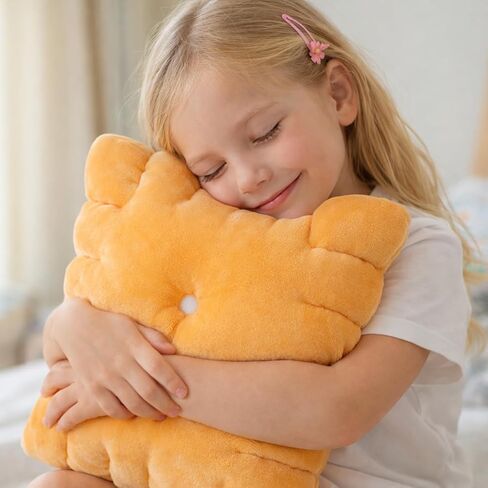 Cheese Cracker Plush Pillow – Soft High-Density Velvet Stuffed Snack Pillow, Baked Snack Cracker Shape, Cute Food Plush Cushion for Kids & Adults, Sofa Bed Travel Decor, 10.24 x 10.24 in in Kuwait