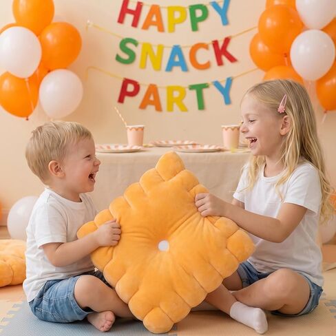 Cheese Cracker Plush Pillow – Soft High-Density Velvet Stuffed Snack Pillow, Baked Snack Cracker Shape, Cute Food Plush Cushion for Kids & Adults, Sofa Bed Travel Decor, 10.24 x 10.24 in in Kuwait