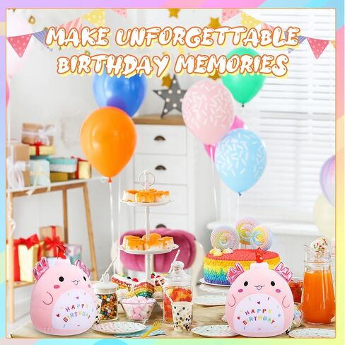 Birthday Plush Axolotl Stuffed Animal Pink Adorable Plushies with Birthday Hat Home Decor for Teens (9.84 inch) in Kuwait