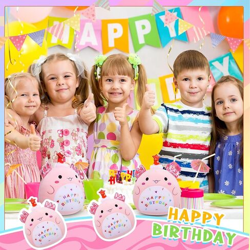 Birthday Plush Axolotl Stuffed Animal Pink Adorable Plushies with Birthday Hat Home Decor for Teens (9.84 inch) in Kuwait