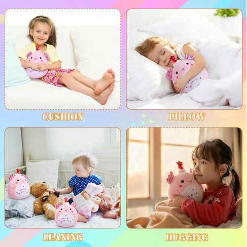 Birthday Plush Axolotl Stuffed Animal Pink Adorable Plushies with Birthday Hat Home Decor for Teens (9.84 inch) in Kuwait