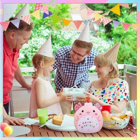 Birthday Plush Axolotl Stuffed Animal Pink Adorable Plushies with Birthday Hat Home Decor for Teens (9.84 inch) in Kuwait