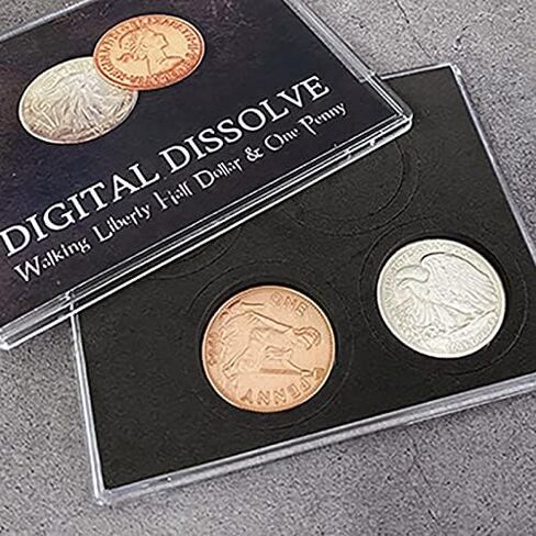 SUMAG Digital Dissolve (Walking Liberty Half Dollar) Magic Tricks Visually Coin Change Magic Magician Close Up Illusions Gimmick Props in Kuwait
