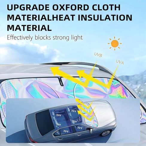 240T Universal Car Windshield Sun Shade – Reflective Heat Insulation, Keeps Interior Cool, Foldable Overlapping Design for Windshield & Windows Shades,Includes Storage Bag (55.9x31.5 Inches) in Saudi Arabia