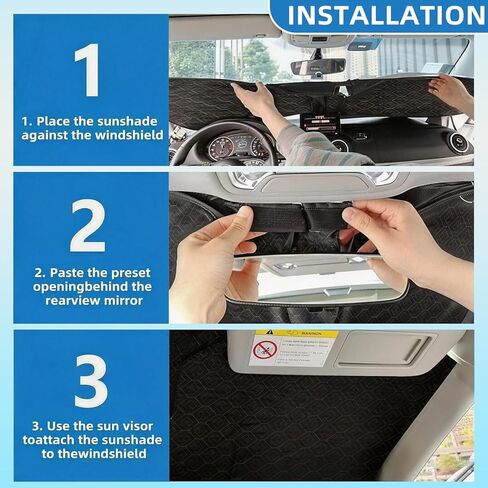 240T Universal Car Windshield Sun Shade – Reflective Heat Insulation, Keeps Interior Cool, Foldable Overlapping Design for Windshield & Windows Shades,Includes Storage Bag (55.9x31.5 Inches) in Saudi Arabia
