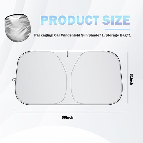 59"x31" Car Windshield Sun Shade,Foldable Sunshade for Car Windshield for Heat Blocking & Interior Protection,Upgraded Oxford Cloth Windshields Cover Sun Shade Kit with Storage Bag in Saudi Arabia