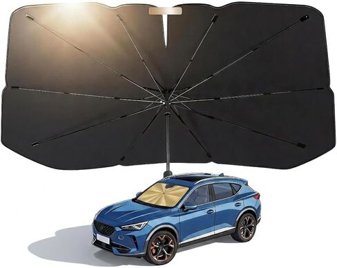 Windshield Sun Shade Umbrella,Car Windshield Umbrella Sun Shade,Fits Various Front Windshields,57"x32" in Saudi Arabia