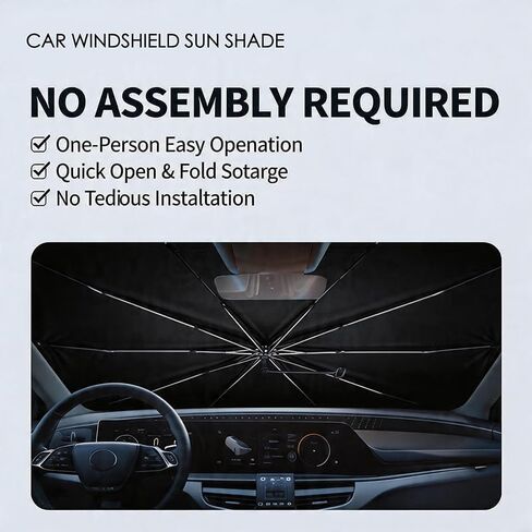 Windshield Sun Shade Umbrella,Car Windshield Umbrella Sun Shade,Fits Various Front Windshields,57"x32" in Saudi Arabia