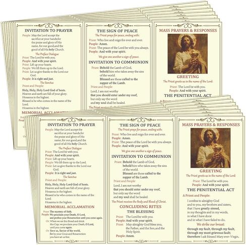 Motiskyy 50 Pcs Mass Catholic Prayer Card and Response Pocket Card 9.7 x 6 Inch Catholic Missal Catholic Mass Guide Catholic Laminated Cardstock Prayer Card Bulk Instruction for Beginner Sunday School in Kuwait