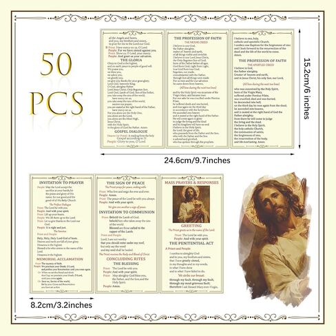 Motiskyy 50 Pcs Mass Catholic Prayer Card and Response Pocket Card 9.7 x 6 Inch Catholic Missal Catholic Mass Guide Catholic Laminated Cardstock Prayer Card Bulk Instruction for Beginner Sunday School in Kuwait