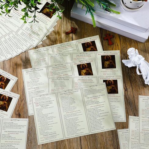 Motiskyy 50 Pcs Mass Catholic Prayer Card and Response Pocket Card 9.7 x 6 Inch Catholic Missal Catholic Mass Guide Catholic Laminated Cardstock Prayer Card Bulk Instruction for Beginner Sunday School in Kuwait