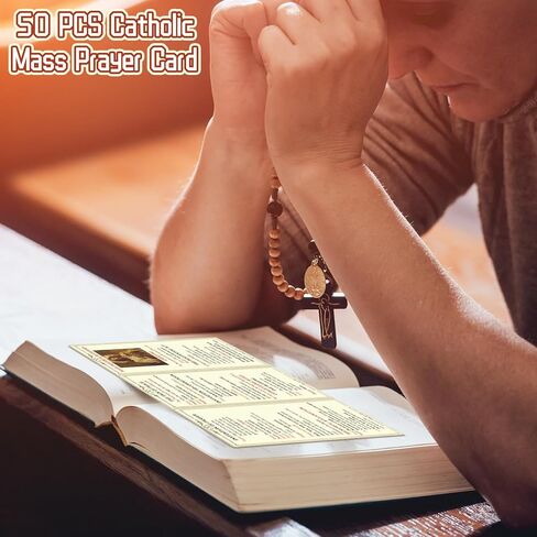 Motiskyy 50 Pcs Mass Catholic Prayer Card and Response Pocket Card 9.7 x 6 Inch Catholic Missal Catholic Mass Guide Catholic Laminated Cardstock Prayer Card Bulk Instruction for Beginner Sunday School in Kuwait