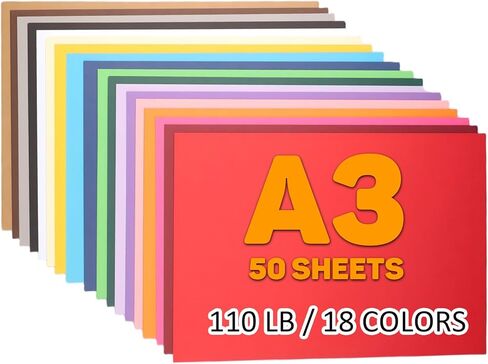 50 Sheets A3 Colored Cardstock 300 GSM/110 LB Thick Construction Paper 11.69" x 16.54" Color Paper for Card Making & Arts Crafts in Saudi Arabia